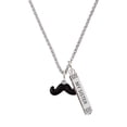 thumbnail image 1 of Delight Jewelry Silvertone Small Black Enamel Mustache Silvertone Always My Sister Bar Charm Necklace, 23", 1 of 4