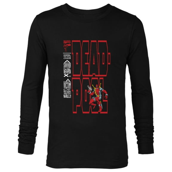 Marvel Deadpool Nerdy Thirty Retro Comic Cover - Long Sleeve T-Shirt for Men - Customized-Black