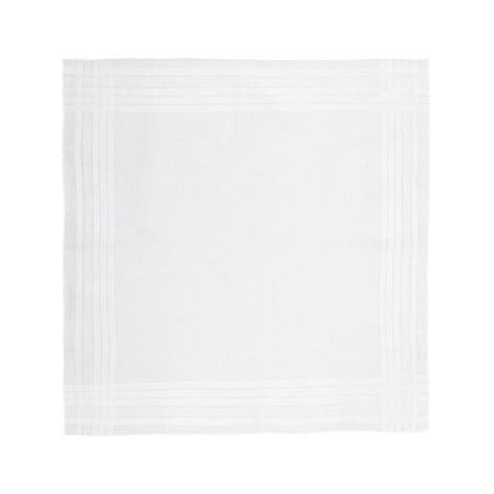 CTM® Mens Cotton Satin Banded Handkerchief, White