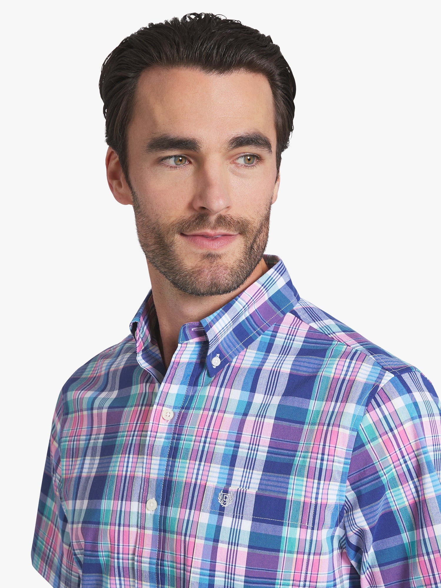 Chaps Men's & Big Men's Short Sleeve Easy Care Stretch Poplin Shirt, Sizes S-3XL