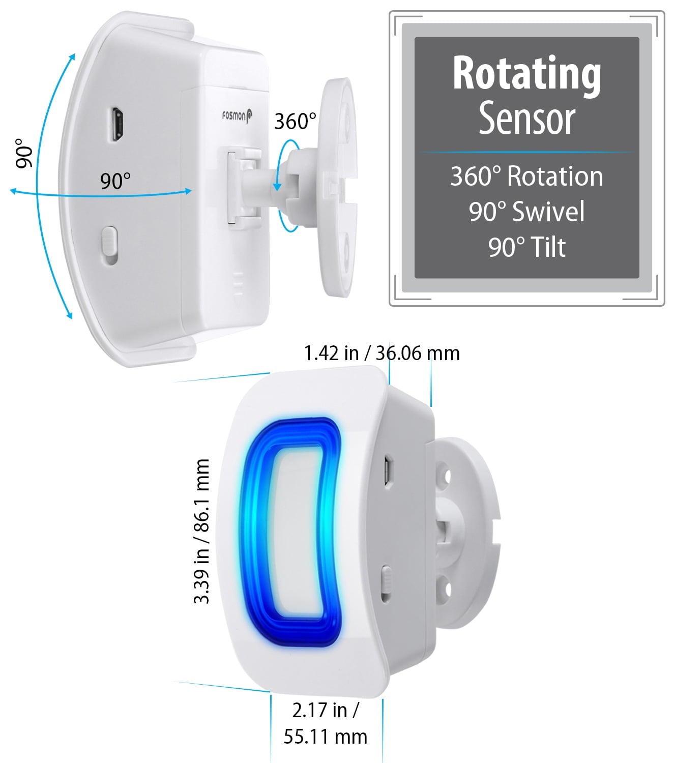 1 Motion Detector Motion Sensor Detect Alert 150M//500FT, 52 Tunes, 4 Volume Levels, LED Indicators Store Door Entry Chime Doorbell Fosmon WaveLink 51005HOM Wireless Home Security Driveway Alarm