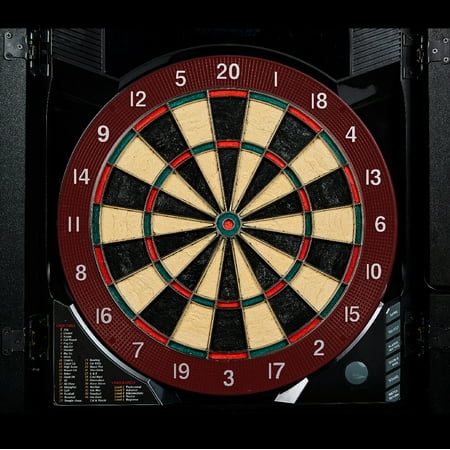 MD Sports - Bristlesmart Smart Dartboard Cabinet With Digital X/O Cricket Scorekeeping and  Steel Tip Dart Set - Brown/Black