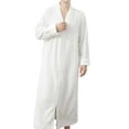 thumbnail image 2 of AnuYalue Robes for Men Fleece Lined V Neck Bathrobe Warm Flannel Nightgown Soft Long Sleeve Pajama Shirt, 2 of 3