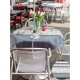 thumbnail image 5 of Outdoor Tablecloths with Umbrella Hole & Zipper, Blue Brown Stripes Round Tablecloths 60 Inch, Abstract Geometric Spring Flowers Country Waterproof Table Cloth, Patio/Pool/Picnic Table Covers, 5 of 8