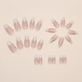 thumbnail image 5 of Almond Press on Nails Short Fake Nails White French Glue on Nail Glod Full Cover Acrylic Nails Smudge Reusable False Simple Stick on Nail for Women 24 Pcs, 5 of 7