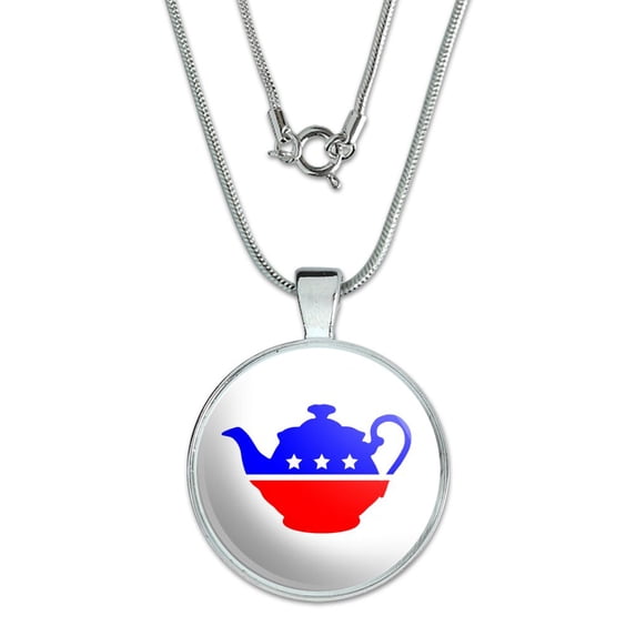 Tea Party Movement Political 1" Pendant with Sterling Silver Plated Chain