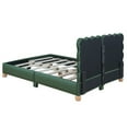 thumbnail image 6 of Full Size Bed Frame with Tufted Headboard, PU Leather Upholstered Platform Bed, Wood Support Legs, No Box Spring Needed, Green, 6 of 9