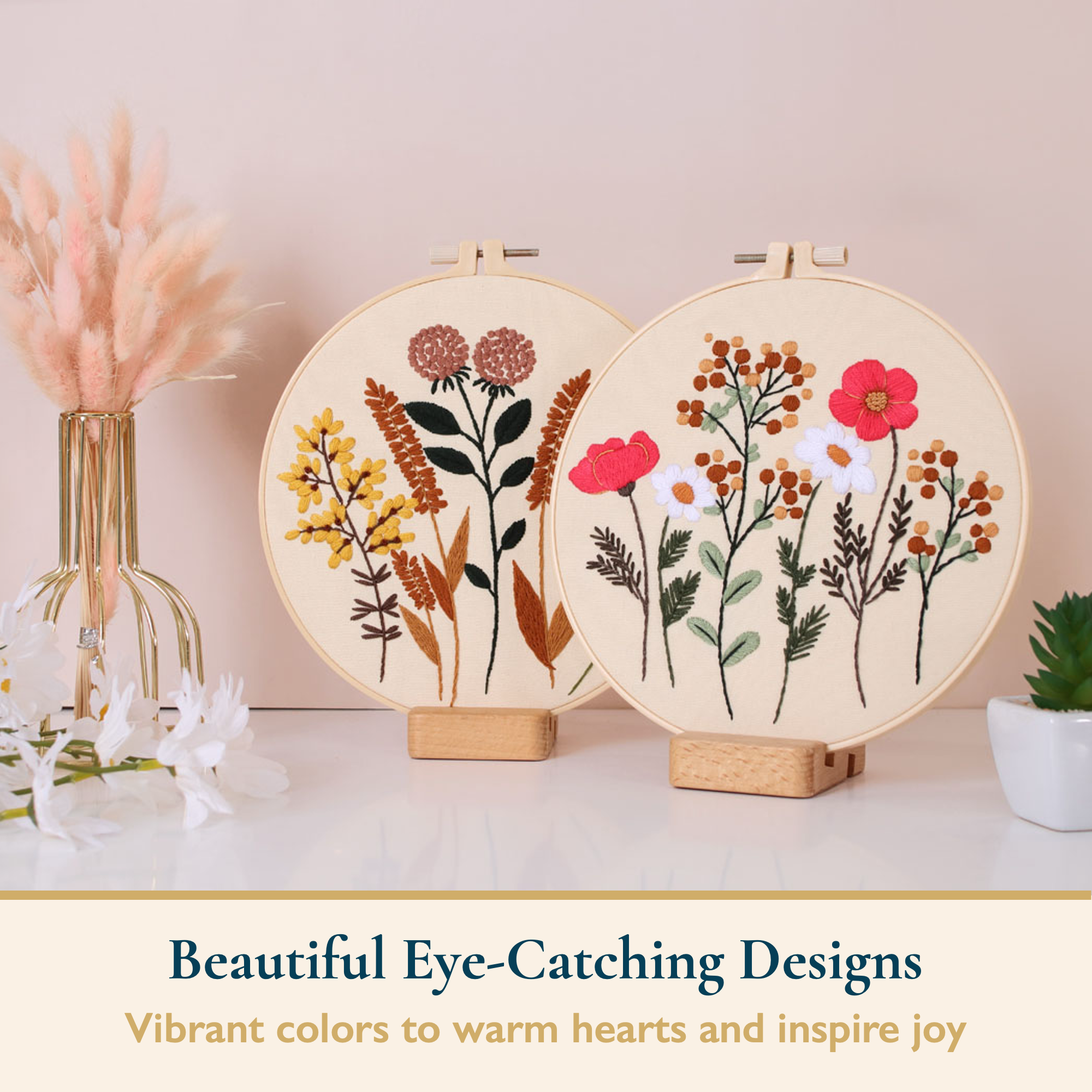 ComfiTime Embroidery Kit, 4 Floral Patterns photo 2