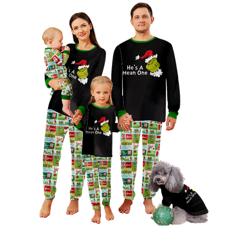 

FUNIER Matching Family Christmas Pajamas Set Christmas Santa Monster Cartoon Print Sizes for Adult-Kids-Baby-Pet 2-Piece Top and Pants Bodysuits Unisex Pajamas Sets
