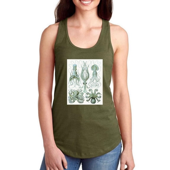 Scary Sea Creatures Racerback Tank Women -Fab Funky Designs, Female Large