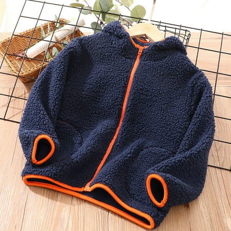 

Sweater For Child Toddler Boys Girls Long Sleeve Winter Solid Hooded Zippered Jacket Thicken Warm Outwear Coat