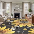 thumbnail image 2 of Sunflower Bee Large Area Rugs for Bedroom Living Room, Soft Non Slip Carpet Bedside Rug, Black Yellow Farm Flower Spring Summer Rectangular Floor Cover Kitchen Accent Rug 6'x9' for Dining Room/Office, 2 of 9