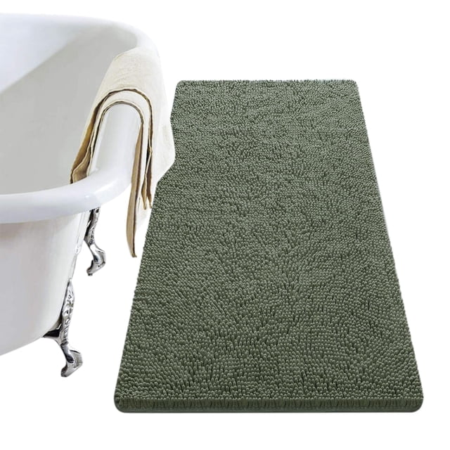 Alfombra de baño LOCHAS Luxury Shaggy de 60 x 120 cm, color verde salvia