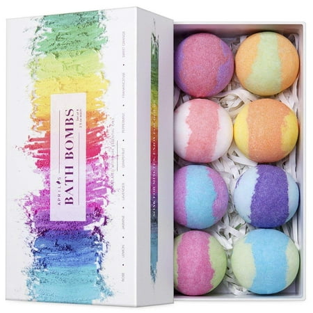 Aprilis Bath Bombs Gift Set, 8 Colorful Lush Spa Floating Fizzies, Vegan Essential Oils Bath Bombs for Smooth Dry Skin & Deep Relaxation, Birthday Gift Ideas for Women Best Friends, Moms, Girls, (Good Birthday Gifts For Girl Best Friend)