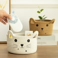 thumbnail image 2 of Storage Basket Hand Woven Multi-purpose Large Capacity Comfortable Handle Space-saving Decorative Cotton Rope Cat Ears Desktop Key Sundries Organizer Box Household Supplies, 2 of 8