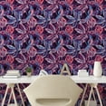 thumbnail image 2 of Ambesonne Floral Peel & Stick Wallpaper for Home, Contemporary Exotic Leaf Art, 13"x100", Plum Dark Maroon Sky Blue, 2 of 5