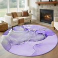 thumbnail image 2 of Purple Marble Round Area Rug 5ft Washable Large Round Rug for Living Room, Soft Non-Slip Circle Rugs for Dining Room, Modern Abstract Waves Silvery Farmhouse Floor Carpet for Bedroom Entryway Office, 2 of 9