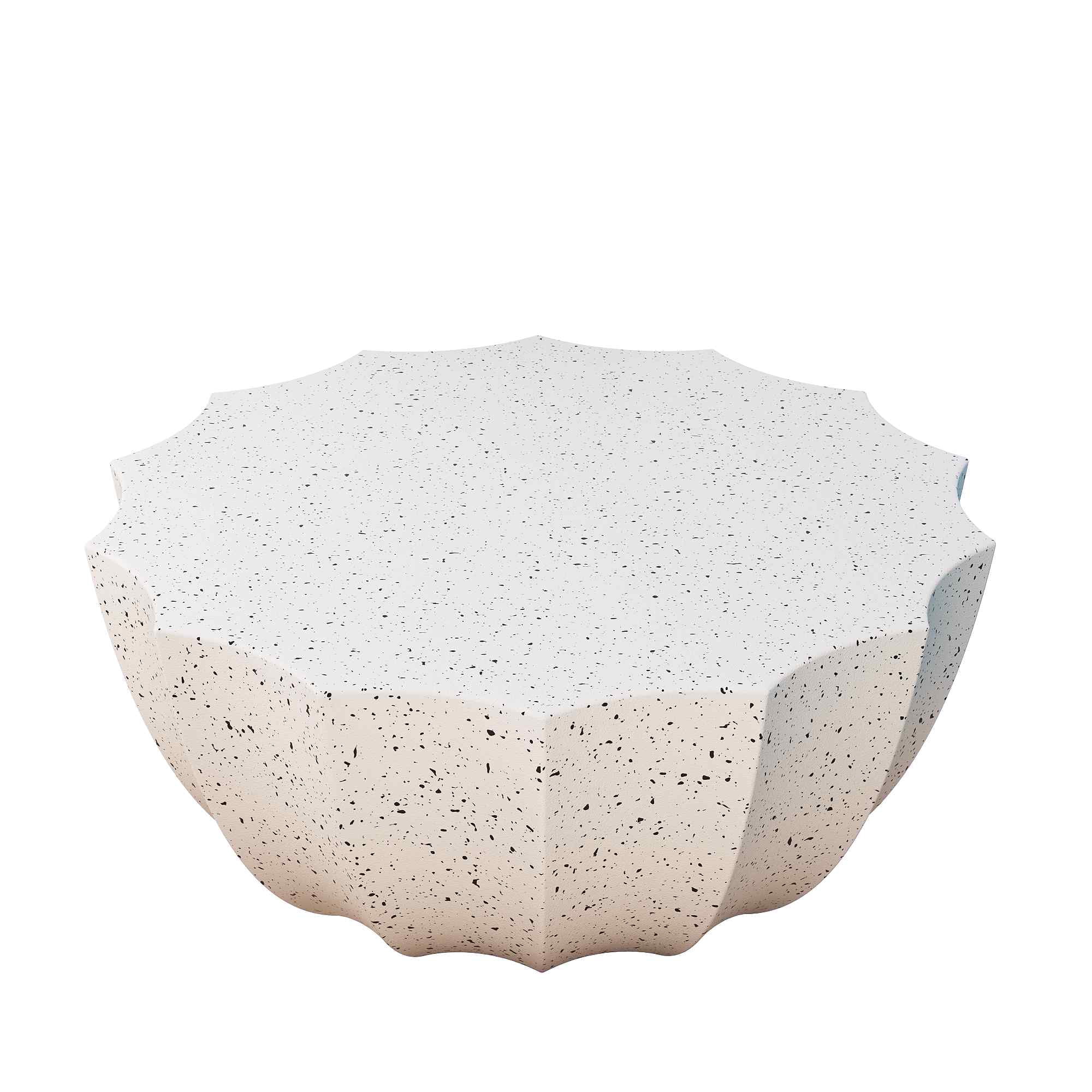 Lunale 35.43" Coffee Table for Indoor & Outdoor, Waterproof Durable MgO Cement Design, White