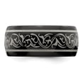 thumbnail image 3 of Edward Mirell Titanium Black Ti Domed Laser Patterned 10mm Band EMR116, 3 of 5