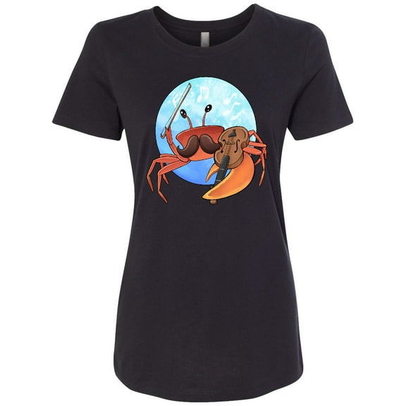 Inktastic Fun Fiddler Crab with Violin and Mustache Women's T-Shirt