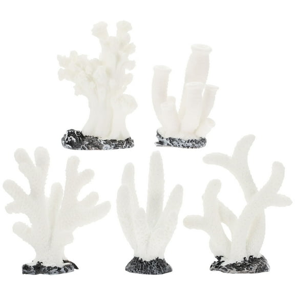 STRANDCHIC 5-Piece White Simulated Tank Decor Aquarium Ornament and Stable Landscape Decoration