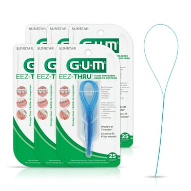 GUM Eez-Thru Floss Threaders, Dental Flossers for Braces, Bridges, & Implants, 25 Count (6pk)
