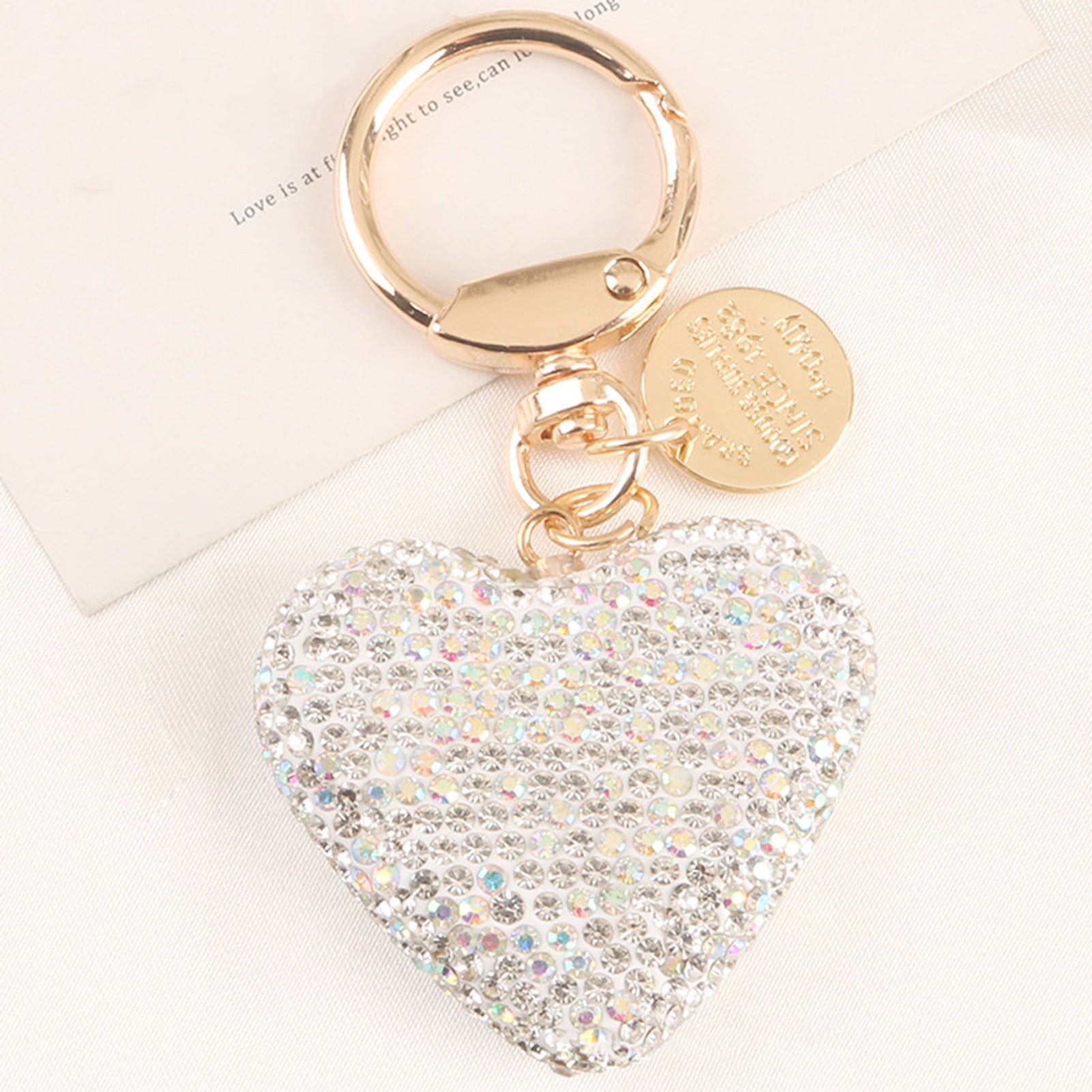 SWJEWEL Bling Rhinestone Cross Keychain Heart Glitter Braided Lanyard  Keychain for Women Gold Plated Cute Key Chain
