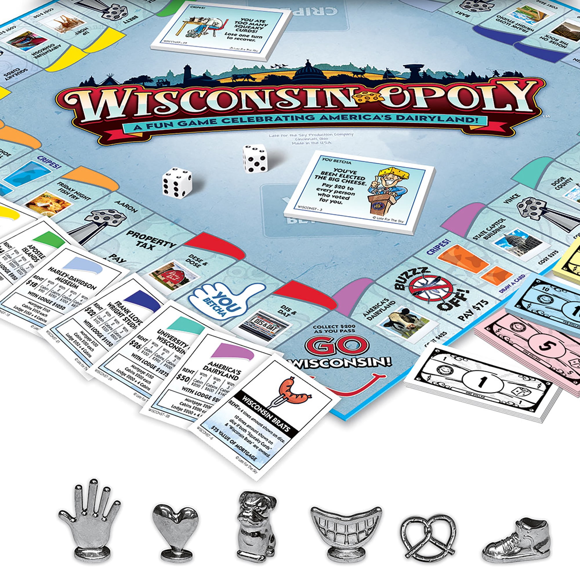 Late For The Sky - Wisconsin-opoly - Classic Board Game with a Wisconsin Twist - 2-6 Players