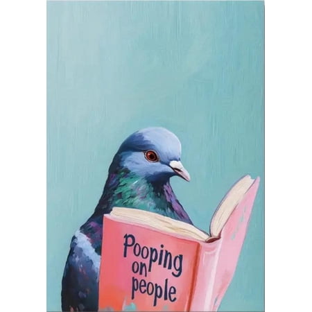 Affixzi Bathroom Wall Art Print, Pooping on People Toilet Poster Decor, Blue Pink Bathroom Decor, Mother's Day Gift, Unframed Paper Poster 8x12in