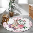 thumbnail image 3 of Round Rug 3.3Ft Washable Non-Slip, Easter Bunny Roses Circle Area Rugs for Living Room Bedroom, Pink Floral Spring Botanical Indoor Floor Mats Carpet Runner for Home Decor Aesthetic, 3 of 8