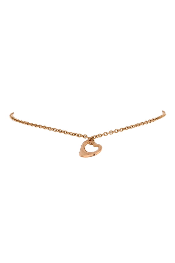 Pre-Owned Elsa Peretti Open Heart Charm Bracelet 18K Rose Gold By Rebag