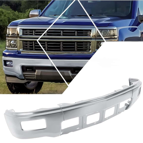 NEW Chrome Front Steel Bumper Face Bar for 2014 2015 Chevy Silverado 1500 w/ Fog