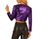 thumbnail image 3 of Chaqueta corta sin cuello con lentejuelas de manga larga casual para mujer INSPIRE CHIC L Púrpura, 3 of 6