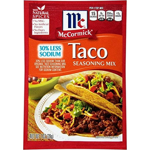McCormick Taco Seasoning Mix Less Sodium (Pack of 48)