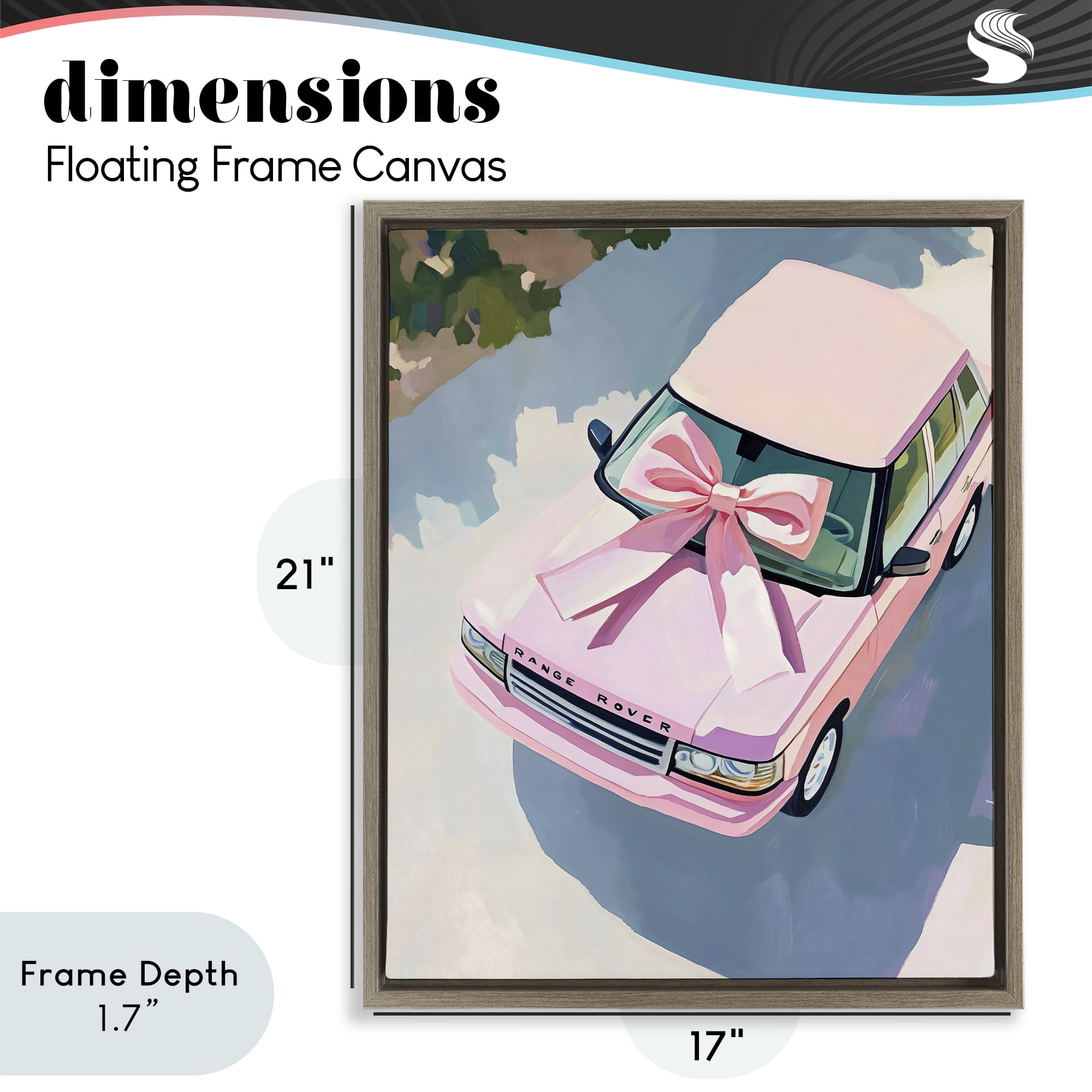 Stupell Industries Pink Luxury Rover with Ribbon Brown Framed Floater Canvas Wall Art, design by The Prints Vibe