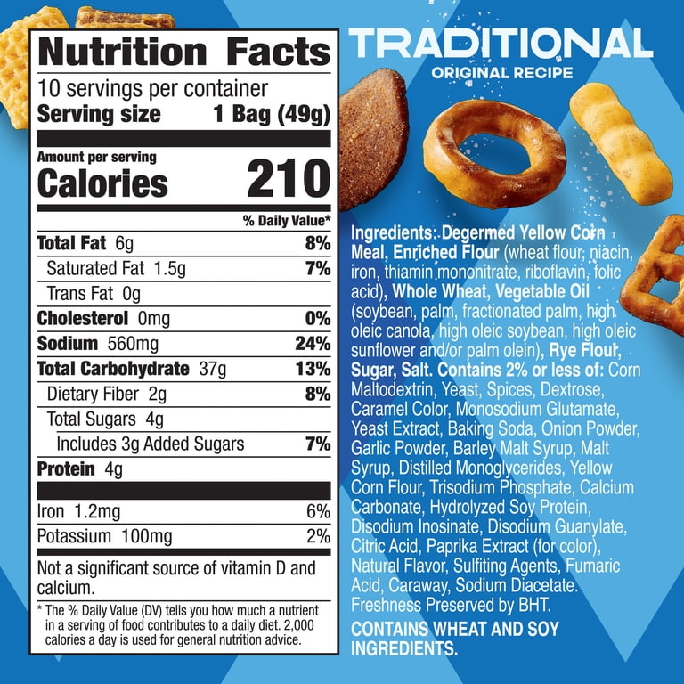 Chex Mix Traditional Savory Snack Mix Party Pack 17.5 oz 10 Single
