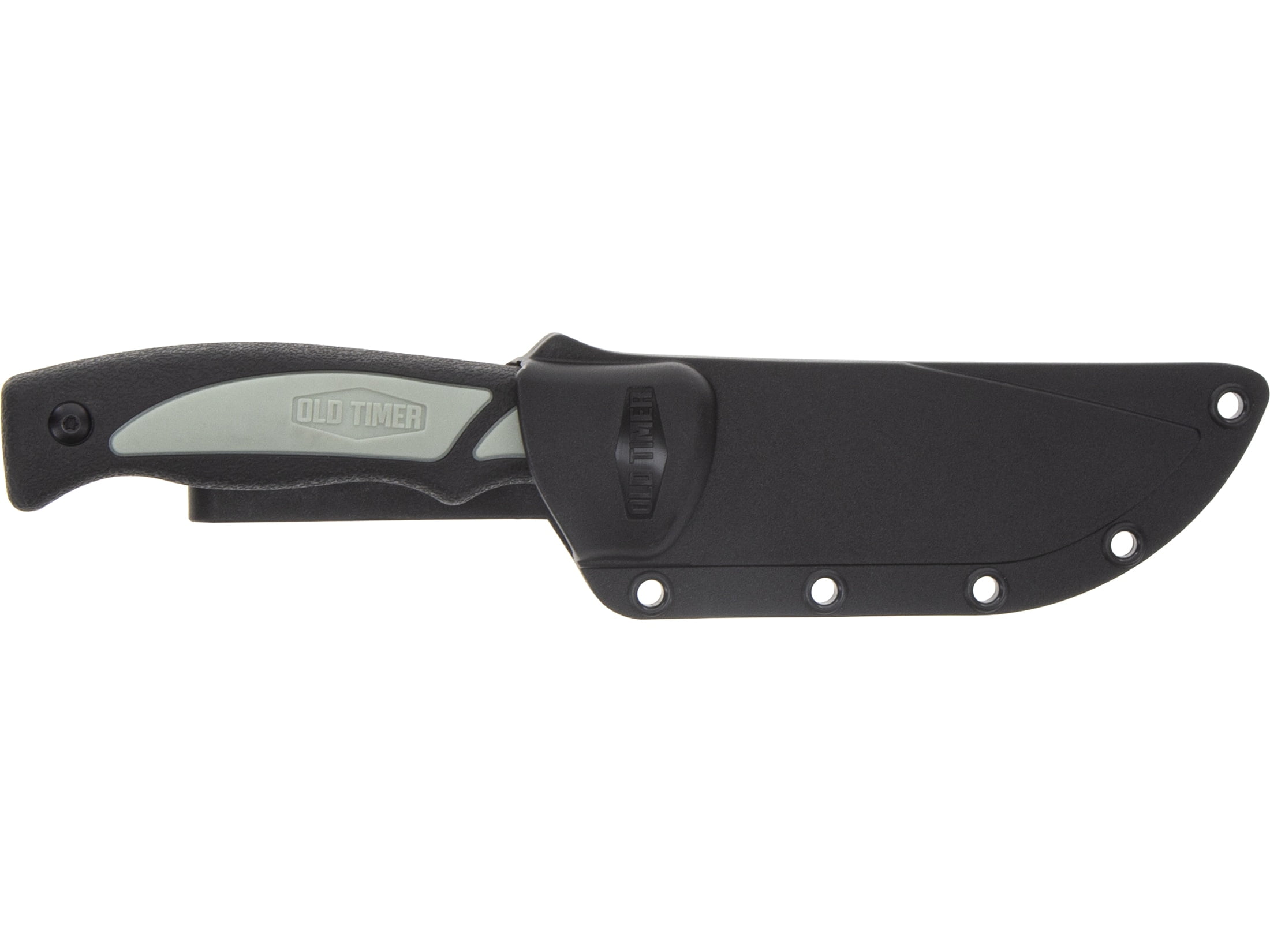 Old Timer Trail Boss Fixed Blade Knife 3.75" Clip Point 8Cr13MoV Satin Blade Kraton Handle Green/Black