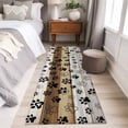 thumbnail image 4 of 2'x6' Rug Runners for Hallways Kitchen, Cute Dog Claws Non Slip Entryway Beside Floor Carpet Runner, Farmhouse Brown Grey Wooden Puppy Pawprints Laundry Room Bedroom Throw Rugs Mat for Family Pet, 4 of 8