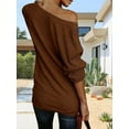 thumbnail image 2 of Womens Off The Shoulder Sweater Oversized Knit Long Sleeve Sweaters Tunic Tops, 2 of 4