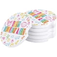 thumbnail image 1 of FMSHPON Line Style Happy Children's Day Elements Set of 4 Car Coaster for Drinks, Absorbent Ceramic Stone Coasters Cup Mat with Cork Base for Home Kitchen Room Coffee Table Bar Decor, 1 of 5