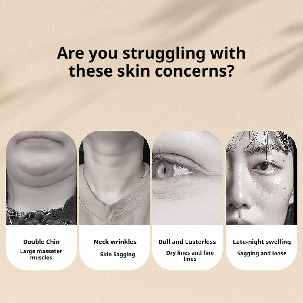 White Microcurrent Facial Roller Massager for Face Lifting & Tightening, RF V-Shape Sculpting Device