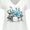 thumbnail image 4 of Inktastic Cute Blue Octopus Drumming Women's Plus Size V-Neck T-Shirt, 4 of 5