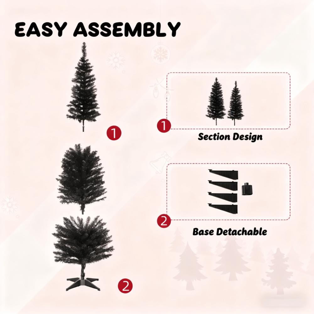Slim Xmas Tree with Realistic Branch Tips and Plastic Stand, Artificial Christmas Tree