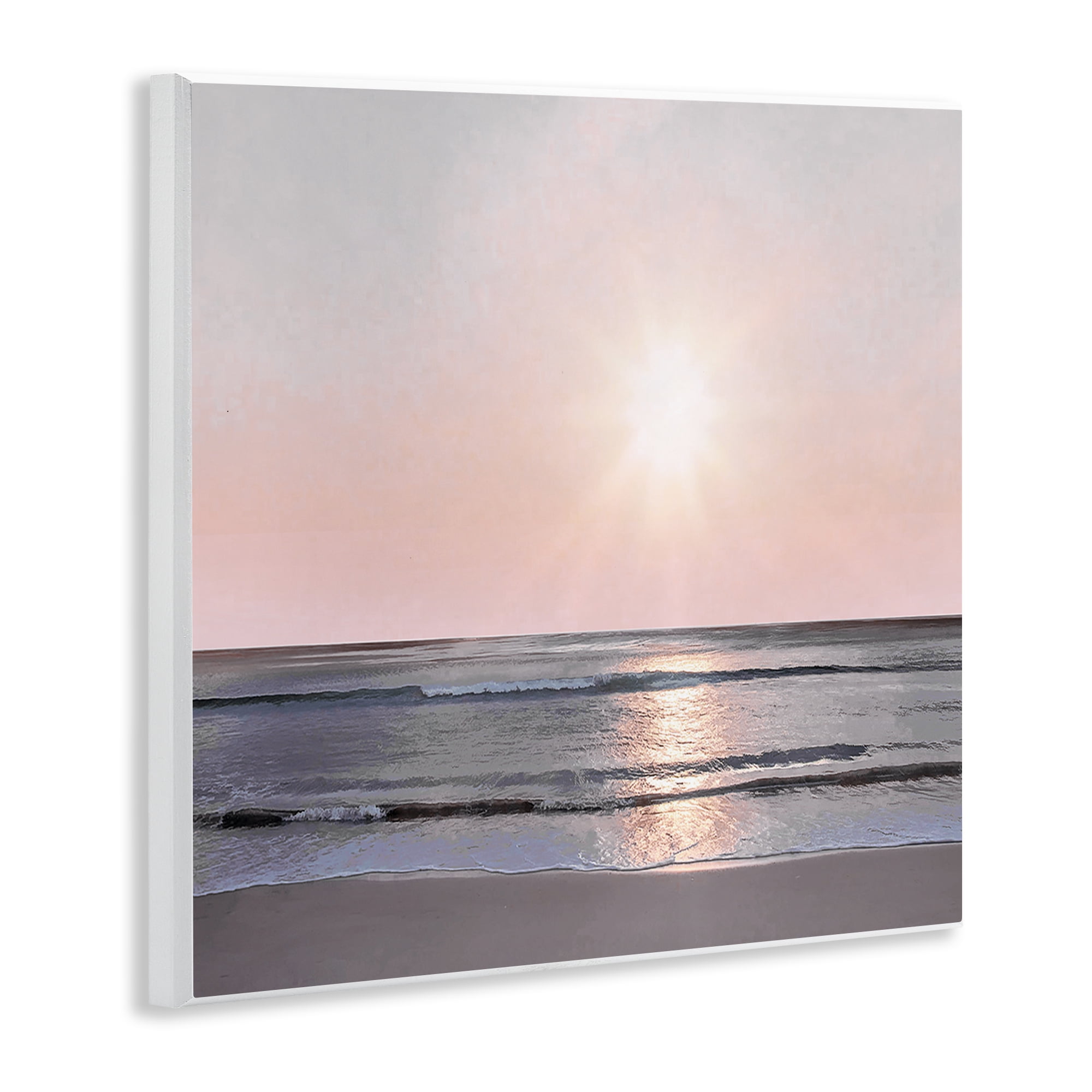 Stupell Industries Peach Sunrise over Beach Nautical & Beach Photography Unframed Art Print Wall Art, 12 x 12