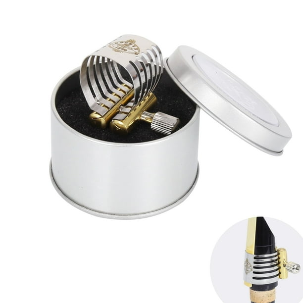 Ligadura de acero inoxidable bañada en plata para clarinete/saxo si bemol