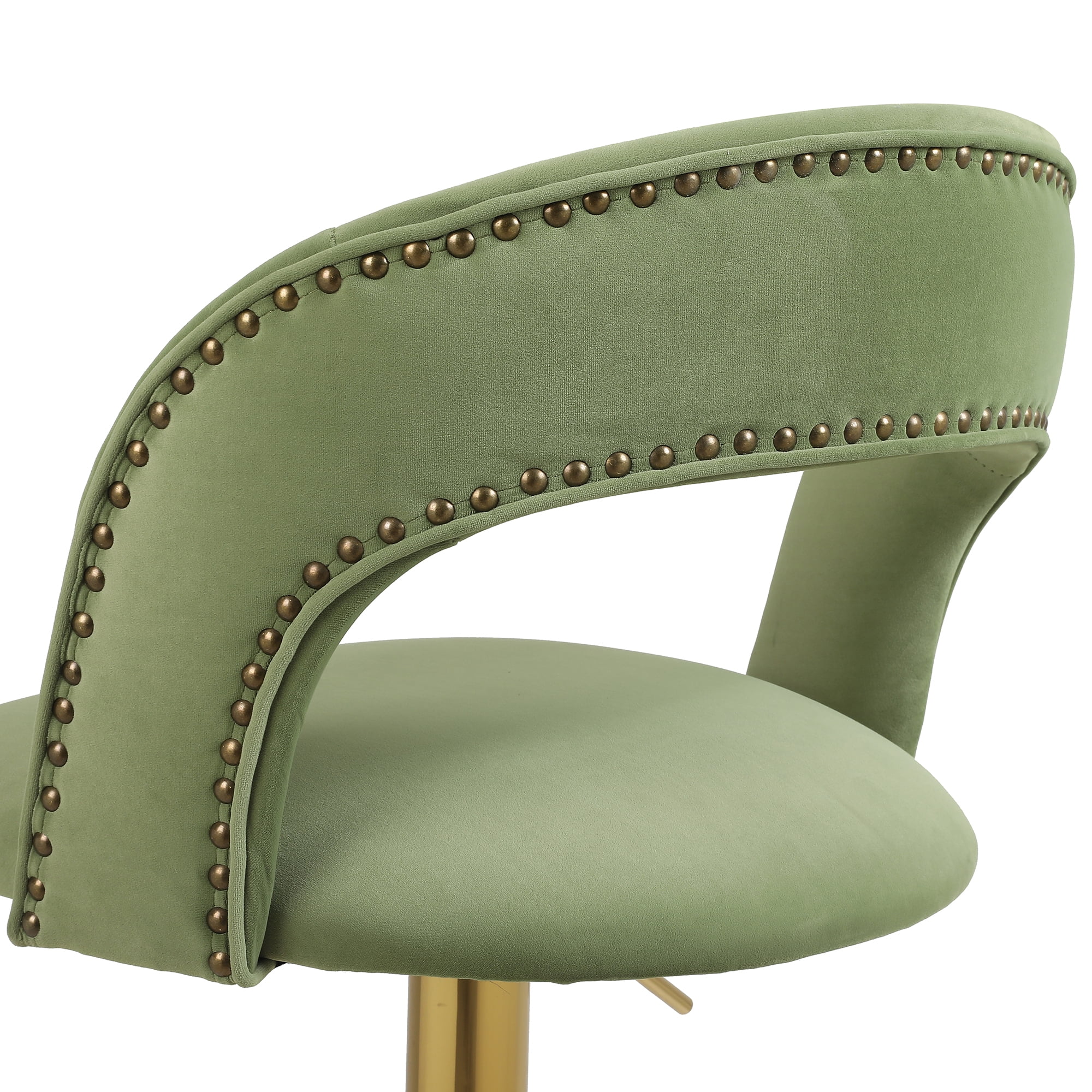 Kadyn Adjustable Tufted Swivel Bar Stool with Back& Footrest for Home, Avocado, Set of 2