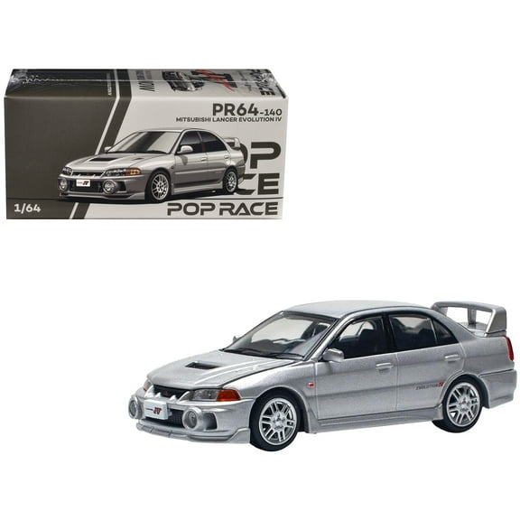 Mitsubishi Lancer Evolution IV RHD (Right Hand Drive) Steel Silver Metallic 1/64 Diecast Model Car by Pop Race