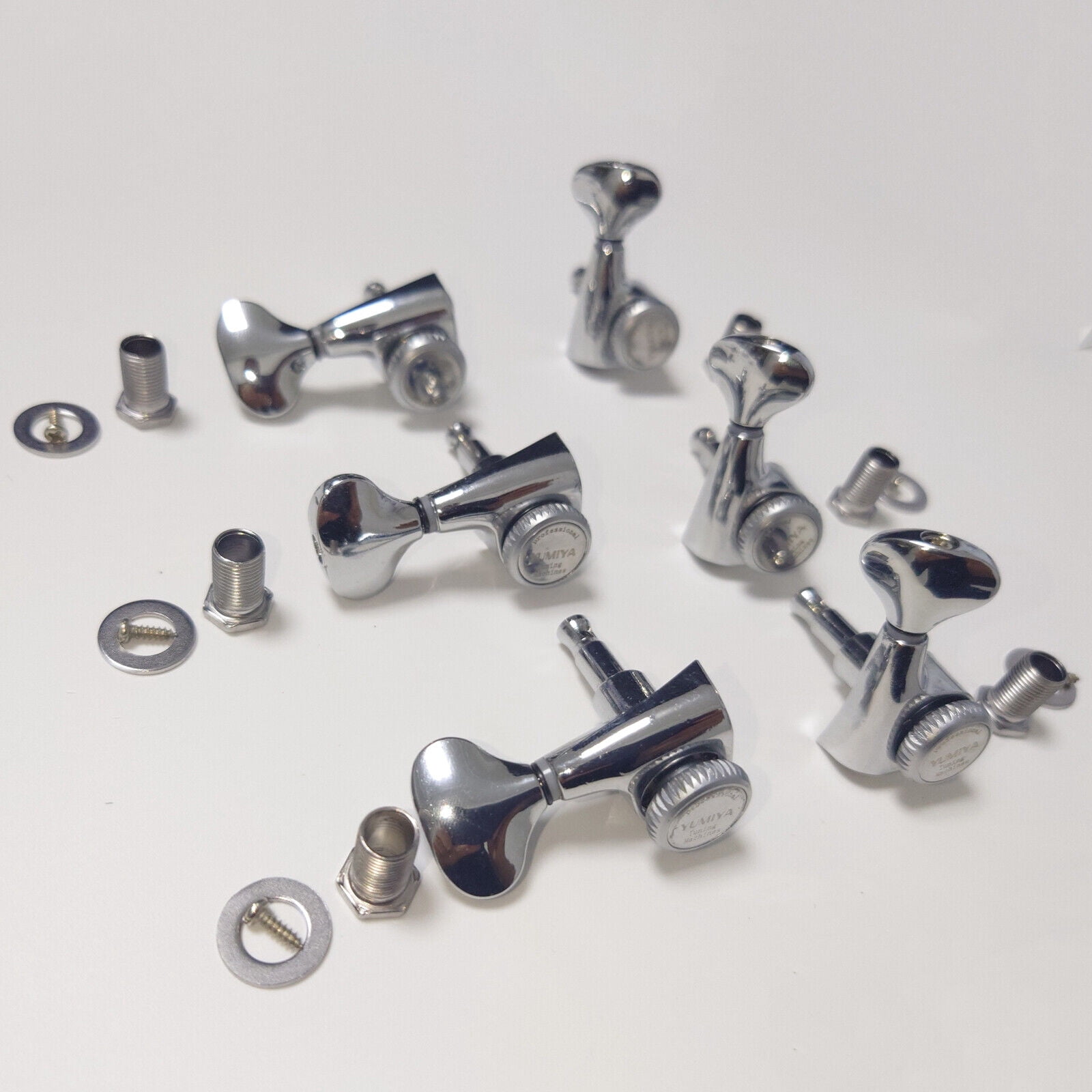 6 Pieces 3L 3R Guitar Lock String Tuners – Locking Tuning Key Pegs Machine Heads Replacement Parts for ST TL Style Electric, Folk or Acoustic Guitars – Nickel