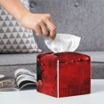 thumbnail image 6 of KLL Abstract Red Textured Canvas Print Tissue Box Cover,Leather Tissue Holder Square Facial Tissue Case Facial Paper Organizer Dispenser for Bathroom, Vanity Countertop, 6 of 7