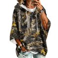 thumbnail image 2 of Womens Lightweight 3/4 Sleeve Leaf Print Hoodie Casual Fashion Top Ideal For Outdoor Leisure And Daily Occasions, 2 of 7